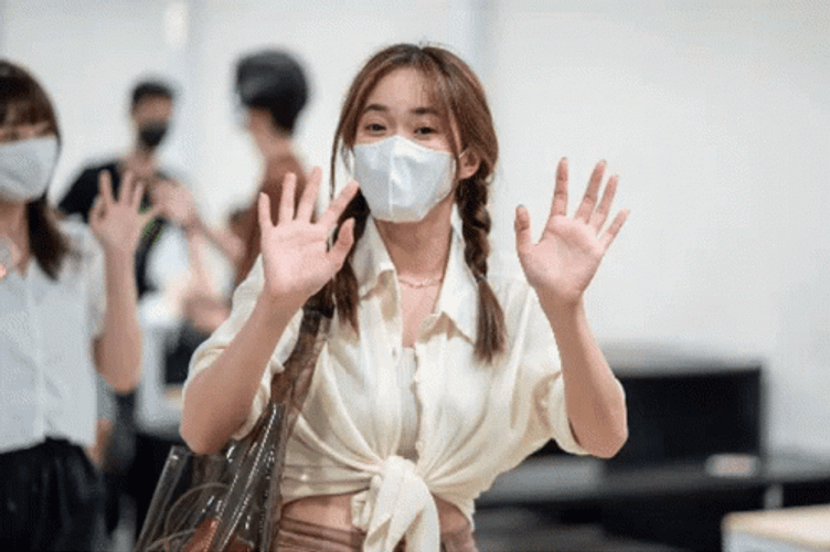 Korean Lady Wearing Face Mask Bye Bye Bye GIF