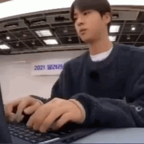 Kpop Bts Jin Typing Fast GIF
