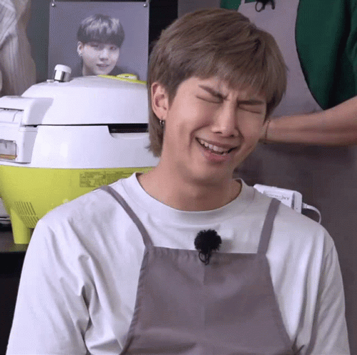 Kpop BTS Rm Closed Eyes Laugh GIF