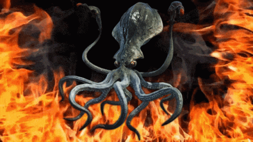 Kraken Octopus On Fire GIF