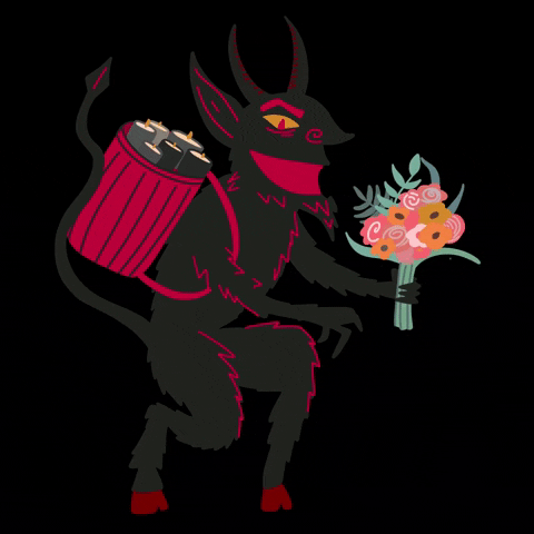 Krampus Giving Flower GIF