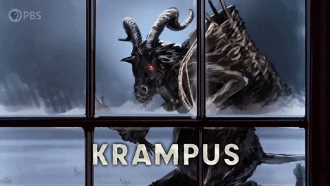 Krampus On The Window GIF