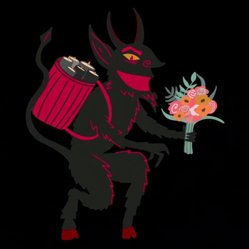 Krampus Giving Flower GIF