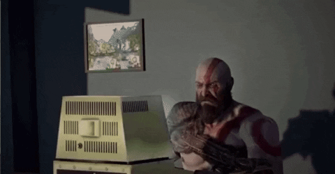 Kratos Angry Computer Throw GIF
