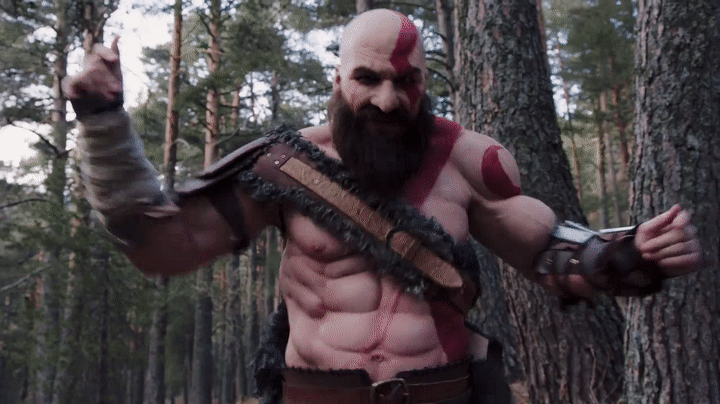 Kratos Funny Forest Dance GIF