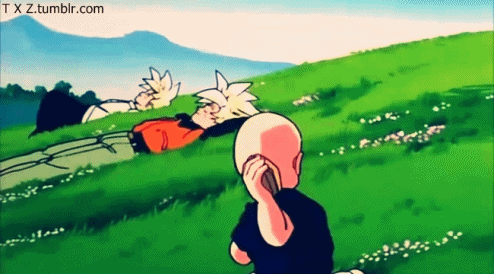 Krillin Hitting Goku With Rocks GIF
