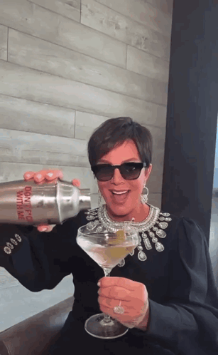 Kris Jenner Pouring Bevo GIF