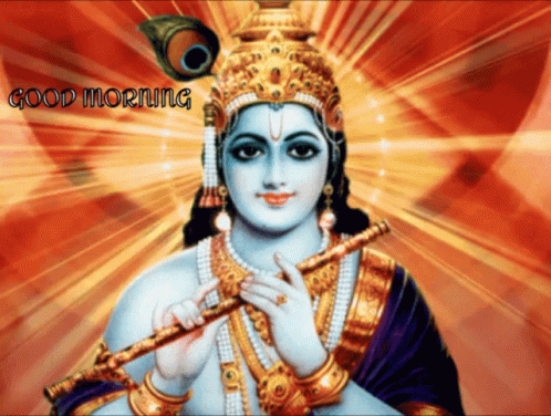 Krishna Holding Flute Good Morning