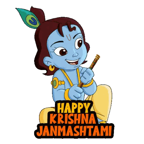Krishna Holding Flute Happy Janmashtami