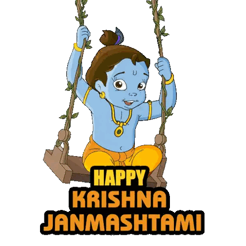 Krishna Sitting on Swing Happy Janmashtami