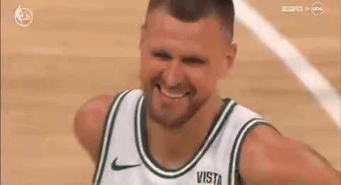 Kristaps Porziņģis Smiles On Court Celtics GIF