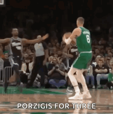 Kristaps Porziņģis Three Points Shoot Celtics GIF