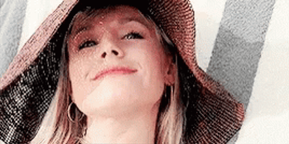 Kristen Bell Blowing Smoke GIF