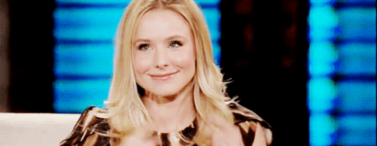 Kristen Bell Finger On Cheeks GIF