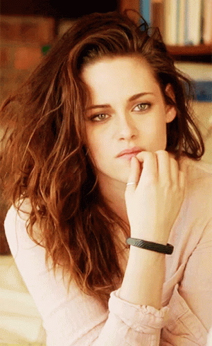 Kristen Stewart Nodding While Holding Lips GIF