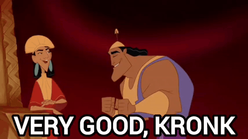 Kronk Cartoon with Man and Woman