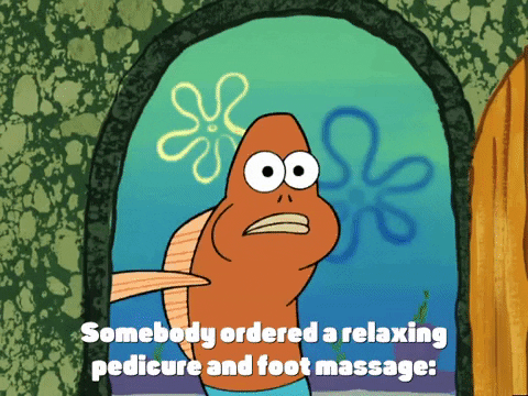 Krusty Krab Person Looking For Foot Massage GIF