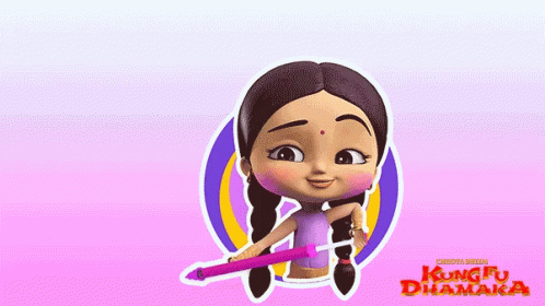 Kung Fu Dhamaka Girl Holding Pink Pencil