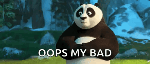 Kung Fu Panda Arms Crossed Saying Oops My Bad