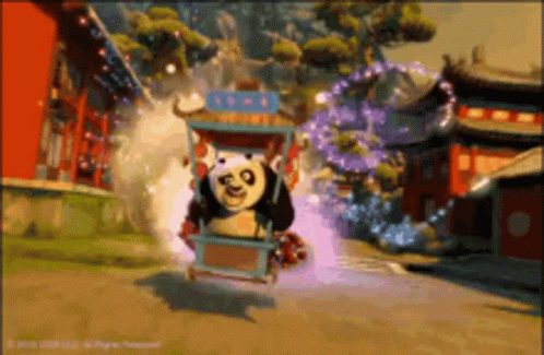 Kung Fu Panda Po Riding Cart GIF