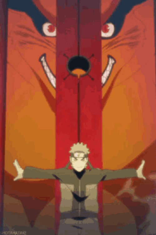 Kurama And Naruto Opening Gate GIF