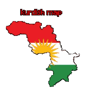 Kurdish Country Map with Flag