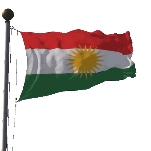 Kurdish Flag with Yellow Sun