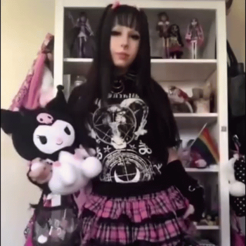 Kuromi Girl Pink Goth GIF