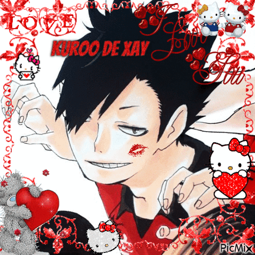 Kuroo de Xay with Hello Kitty and Red Heart