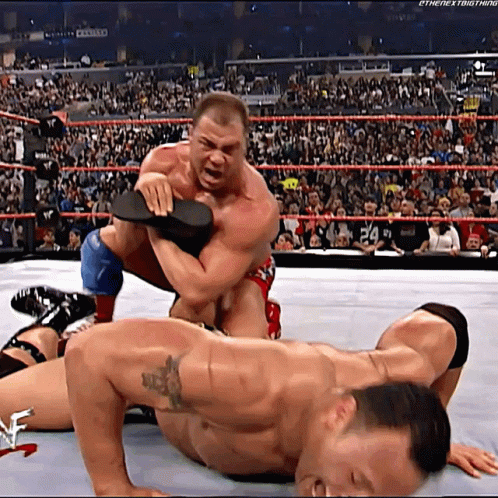 Kurt Angle Dwayne Johnson Wrestling Match Meme GIF