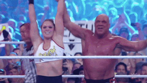 Kurt Angle Ronda Rousey Champions Meme GIF