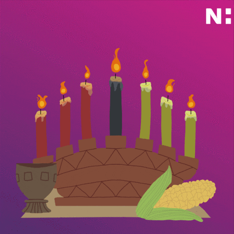 Kwanzaa Seven Candles Purple Background GIF