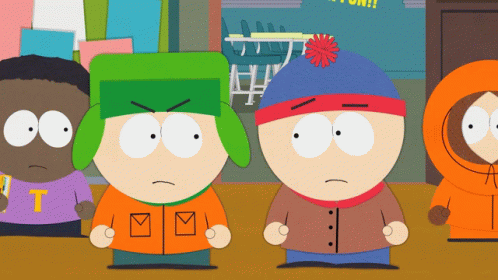 Kyle Broflovski And Stan Marsh Feeling Scared GIF