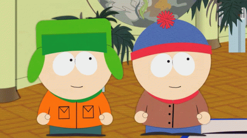 Kyle Broflovski And Stan Marsh Look Each Other GIF