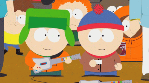 Kyle Broflovski And Stan Marsh Singing With Guitar GIF