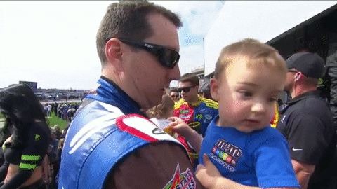 Kyle Busch Carrying His Child GIF