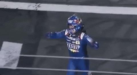 Kyle Busch Doing Fist Pump While Running GIF