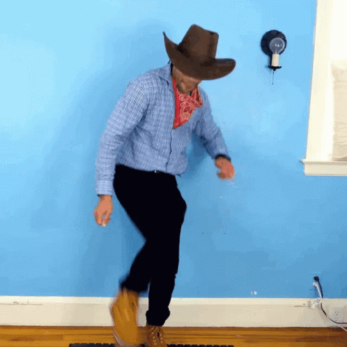 Kyle Exum In Cowboy Costume Doing Sturdy Dance GIF