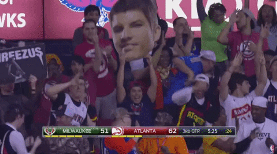 Kyle Korver Big Head Fans Cheering GIF