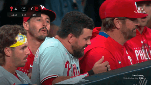 Kyle Schwarber Dancing In The Huddle GIF