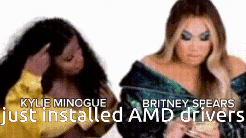 Kylie Minogue and Britney Spears Installing AMD Drivers