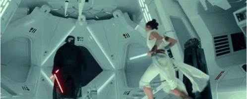 Kylo Ren Rey Skywalker Star Wars Fight Lightsaber GIF