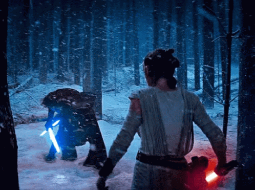 Kylo Ren Rey Skywalker Star Wars Snow Fight GIF