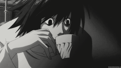 L Death Note Drinking Coffee GIF
