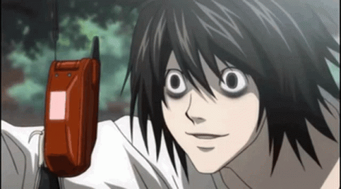 L Death Note Holding Phone GIF