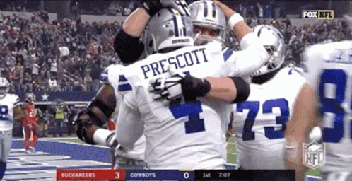 Cowboys Dak Prescott Celebrating With Teammates GIF