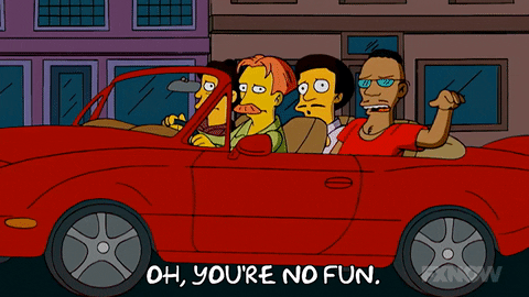 L7 Weenie The Simpsons Characters In Red Car GIF