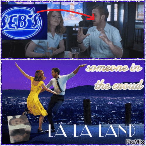 La La Land Poster Man And Woman Dancing GIF
