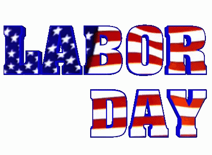 Labor Day Sign With American Flag GIF