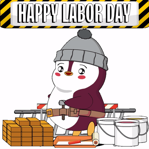 Labor Day Weekend Grinding Penguin GIF